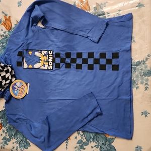 SONIC -T-SHIRT HOODIE YOUTH XL- w/BUILT in FACE COVER/GAITER - New